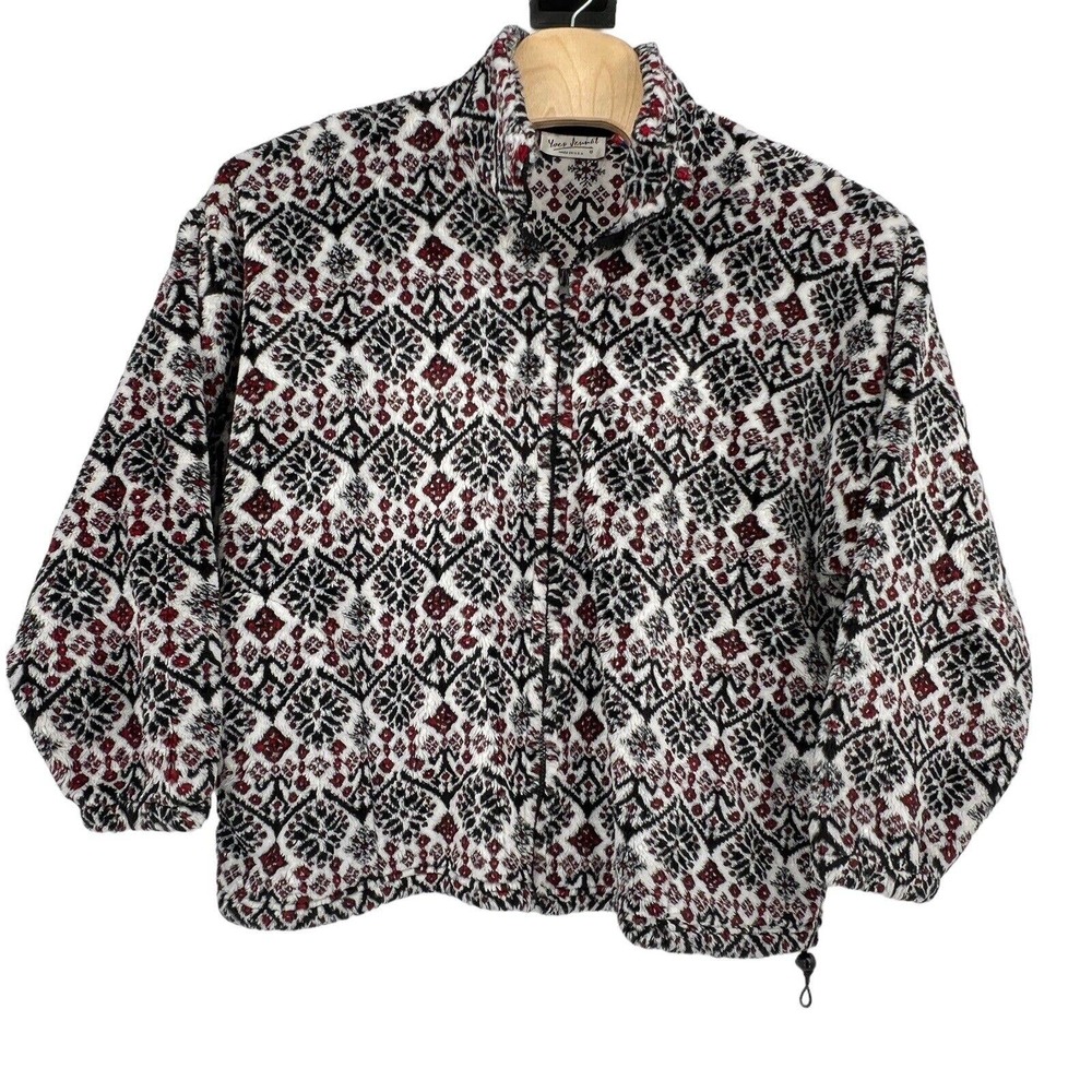Vintage Yves Jennet Deep Pile Fleece Full Zip Ski Print Jacket‎ Large